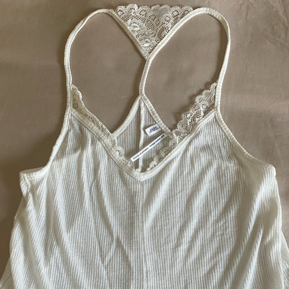 Thin white Urban Outfitters lace tank top